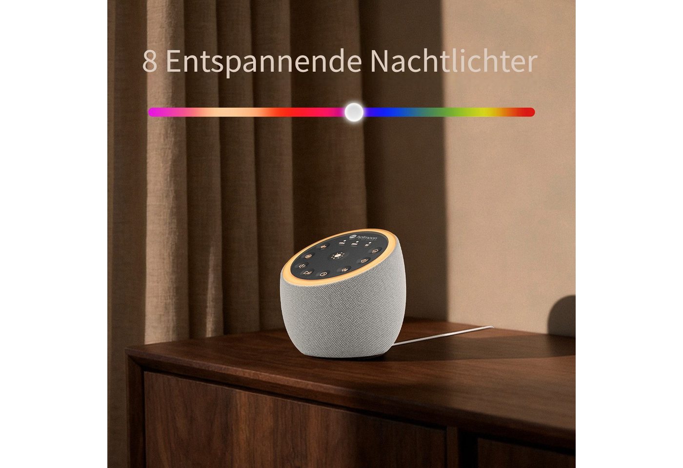 Novostella Einschlafhilfe White Noise Machine Babys Erwachsene Durchschlafhilfe Kopfhörer (Berührungssteuerung, Gebaut in 40 Entspannende Geräusche, weiß grün b – Bild 4 von 5