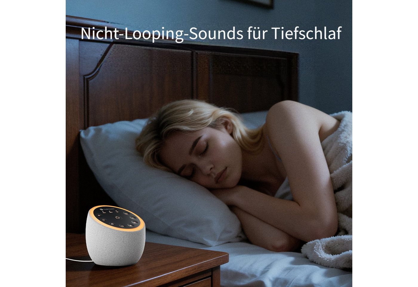Novostella Einschlafhilfe White Noise Machine Babys Erwachsene Durchschlafhilfe Kopfhörer (Berührungssteuerung, Gebaut in 40 Entspannende Geräusche, weiß grün b – Bild 5 von 5