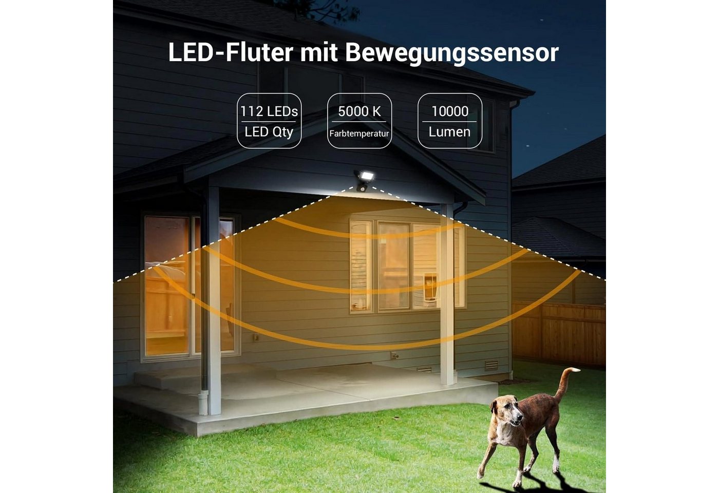 Novostella LED Flutlichtstrahler, LED fest integriert, Tageslichtweiß, Scheinwerfer IP65 Wasserdicht mit 1,5M Stromkabel – Bild 3 von 5