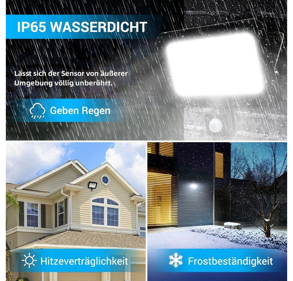 Novostella LED Flutlichtstrahler, LED fest integriert, Tageslichtweiß, Scheinwerfer IP65 Wasserdicht mit 1,5M Stromkabel – Bild 4 von 5