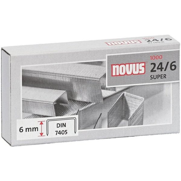 NOVUS Heftklammer 24/6, 1.000 Stück/Pack, Heftleistung 30 Blatt