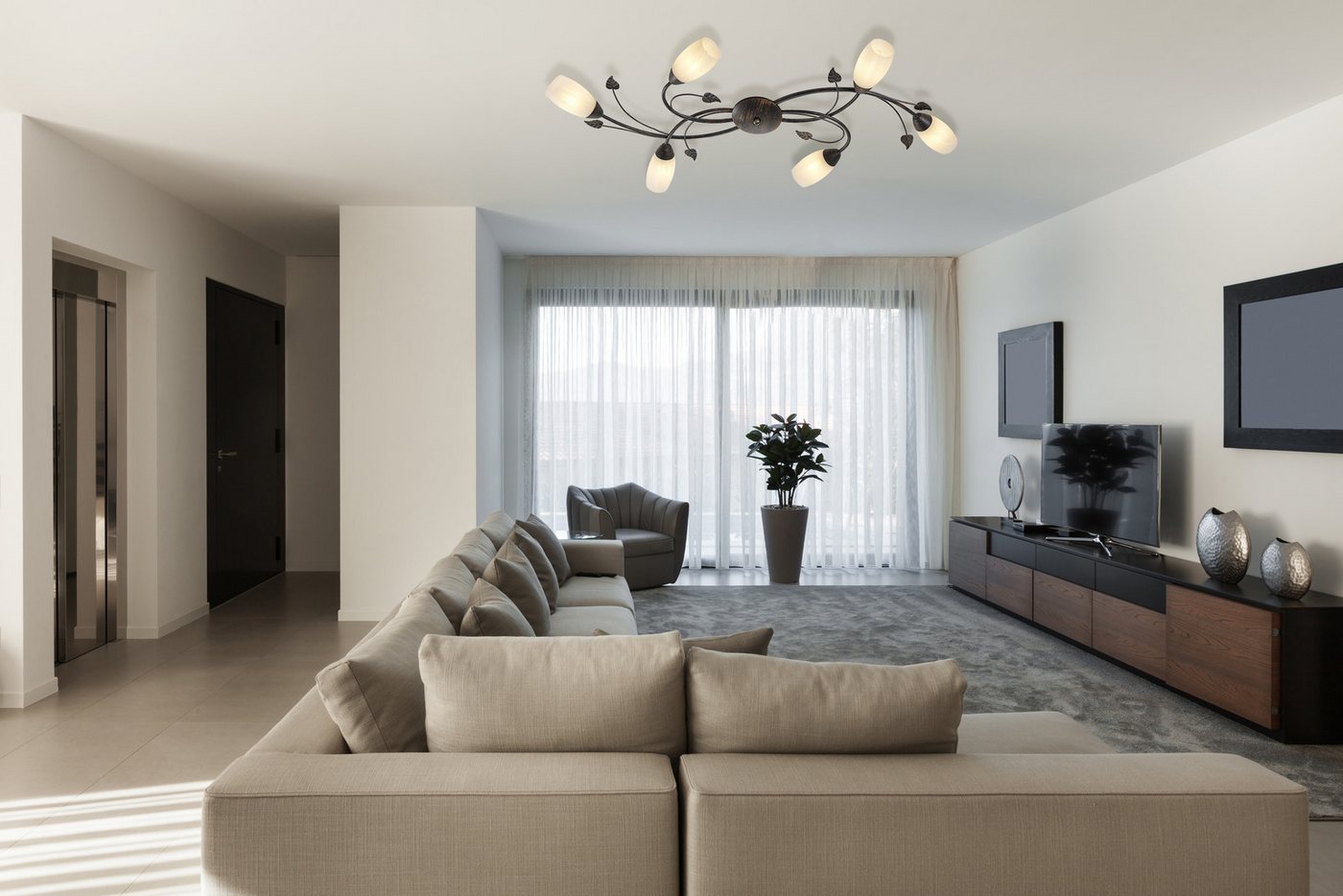 NOWA Deckenleuchte VENEZIA, ohne Leuchtmittel, Deckenlampe Wohnzimmer-Leuchte Schlafzimmer-Leuchte Flur Küche – Bild 2 von 2