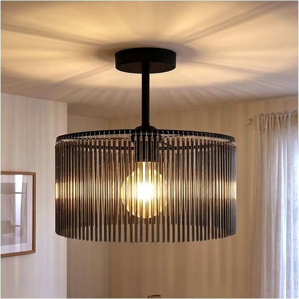 NOWA LED Deckenleuchte, Leuchtmittel inklusive, Warmweiß, Deckenlampe Deckenleuchte Wohnzimmerlampe Stäbe rauchfarben LED D 35cm