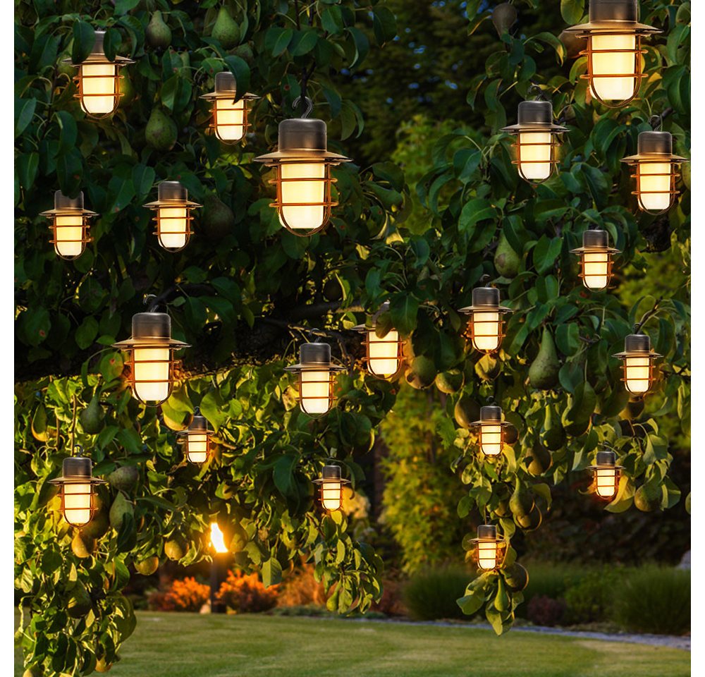 NOWA LED Solarleuchte, LED-Leuchtmittel fest verbaut, Warmweiß, Solar Lichterkette Garten Balkon Veranda Beleuchtung 24x LED Laterne – Bild 3 von 5