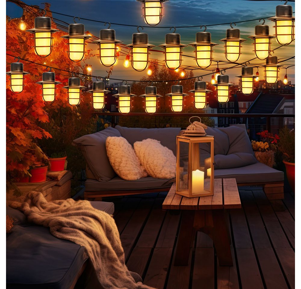 NOWA LED Solarleuchte, LED-Leuchtmittel fest verbaut, Warmweiß, Solar Lichterkette Garten Balkon Veranda Beleuchtung 24x LED Laterne – Bild 4 von 5