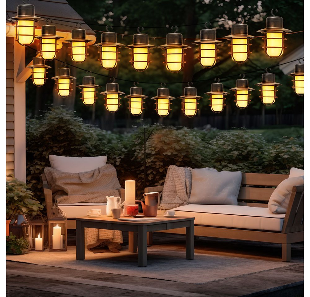 NOWA LED Solarleuchte, LED-Leuchtmittel fest verbaut, Warmweiß, Solar Lichterkette Garten Balkon Veranda Beleuchtung 24x LED Laterne – Bild 5 von 5