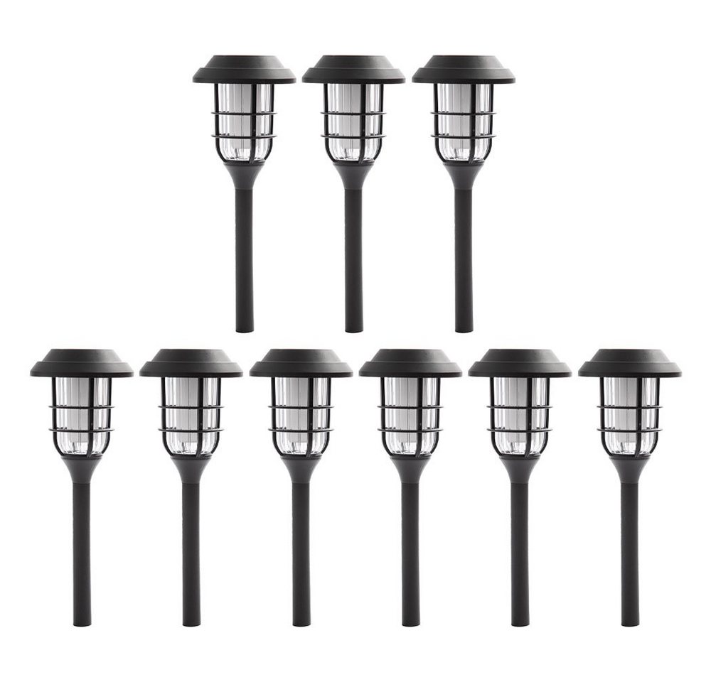 NOWA LED Solarleuchte, LED-Leuchtmittel fest verbaut, Warmweiß, 9x Solarlampen Garten Deko für Außen Erdspiess Solarlampen – Bild 2 von 5