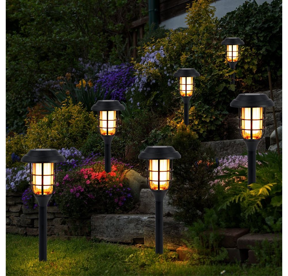 NOWA LED Solarleuchte, LED-Leuchtmittel fest verbaut, Warmweiß, 9x Solarlampen Garten Deko für Außen Erdspiess Solarlampen – Bild 4 von 5
