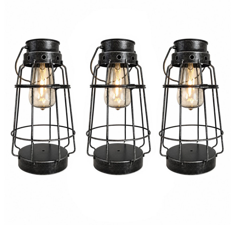 NOWA LED Solarleuchte, LED-Leuchtmittel fest verbaut, Warmweiß, Solarleuchte Außenlampe Solarlaterne LED altsilber maritim Deko 3x – Bild 2 von 5