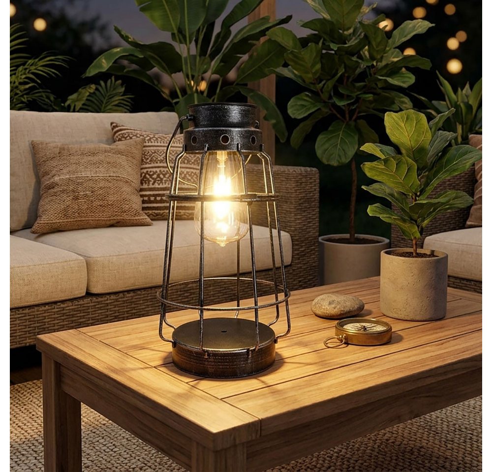 NOWA LED Solarleuchte, LED-Leuchtmittel fest verbaut, Warmweiß, Solarleuchte Außenlampe Solarlaterne LED altsilber maritim Deko 3x – Bild 5 von 5