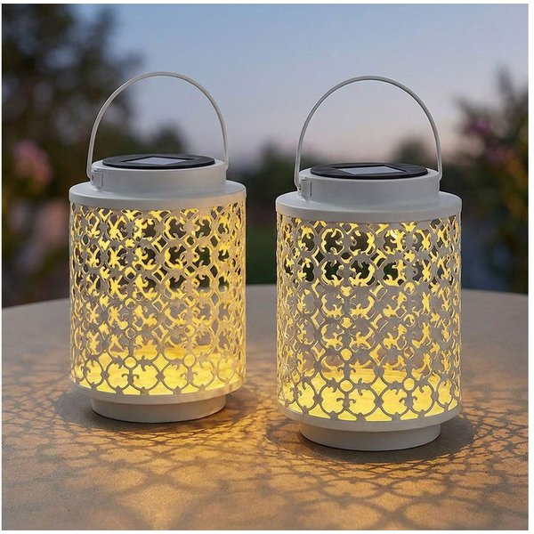 NOWA LED Solarleuchte, LED-Leuchtmittel fest verbaut, Solarlampe Außenleuchte Gartendeko LED Laterne orientalisch 2er Set