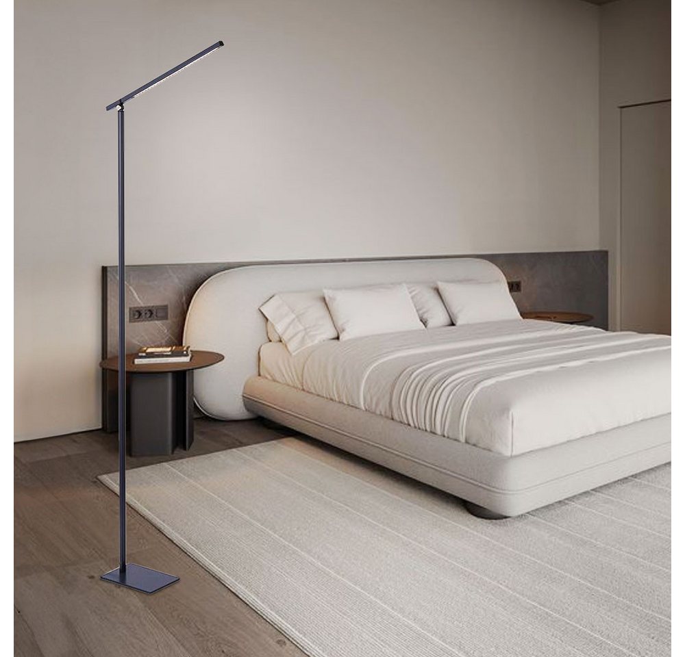 NOWA LED Stehlampe, LED-Leuchtmittel fest verbaut, Warmweiß, Stehlampe Stehleuchte Touchdimmer Beistelllampe anthrazit LED H 145 cm – Bild 2 von 5