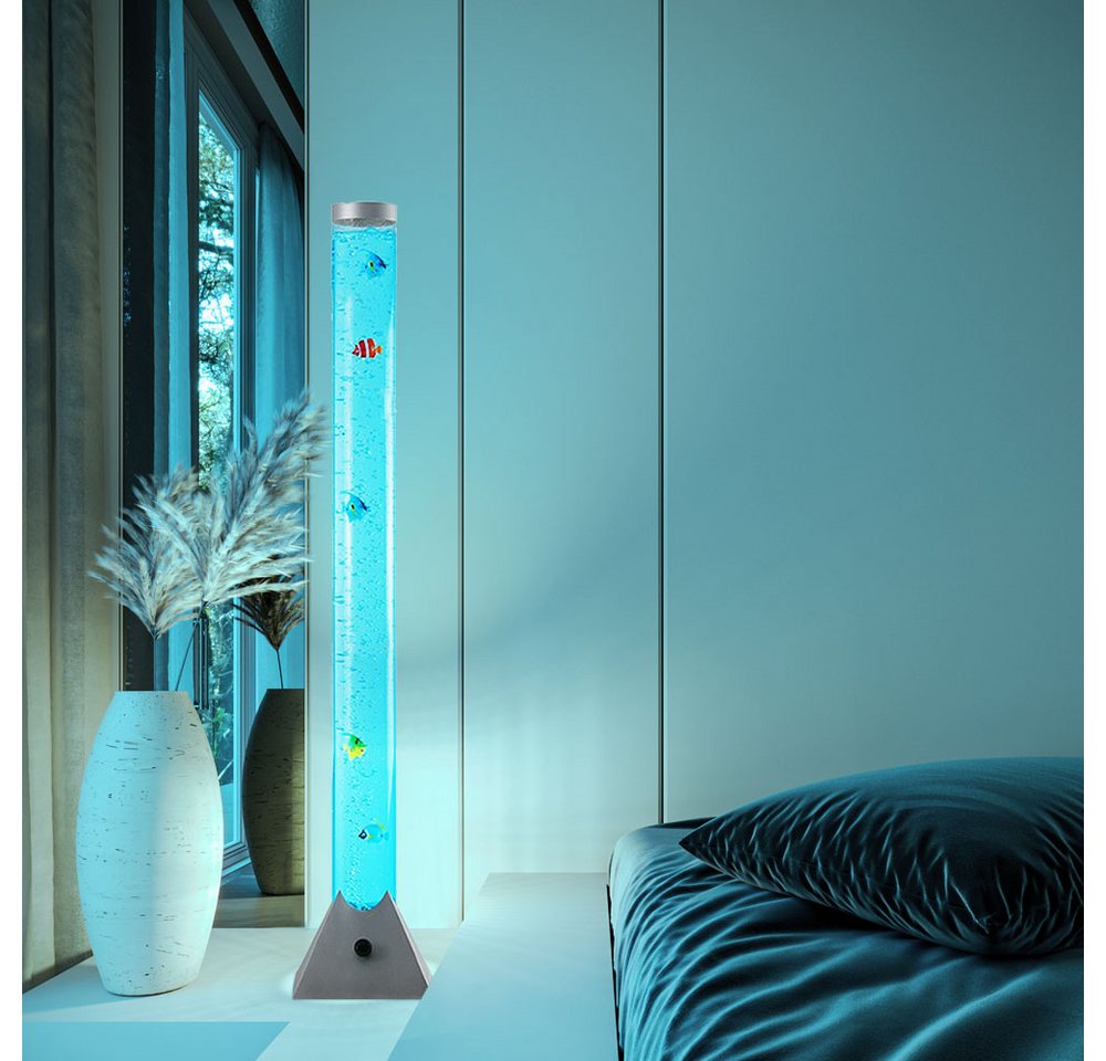 NOWA LED Stehlampe, LED-Leuchtmittel fest verbaut, RGB LED Steh Lampe Deko Fische Sprudel Wasser Ess Zimmer Stand Säule – Bild 2 von 5