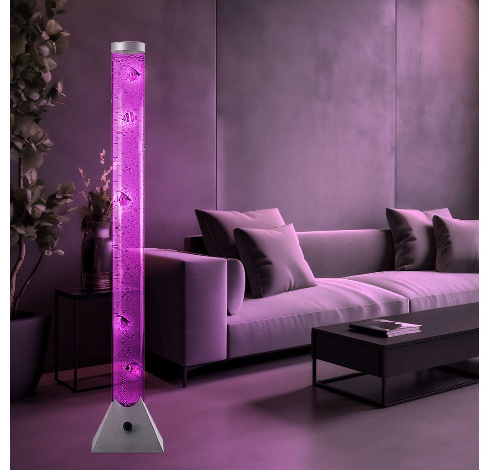 NOWA LED Stehlampe, LED-Leuchtmittel fest verbaut, RGB LED Steh Lampe Deko Fische Sprudel Wasser Ess Zimmer Stand Säule – Bild 3 von 5