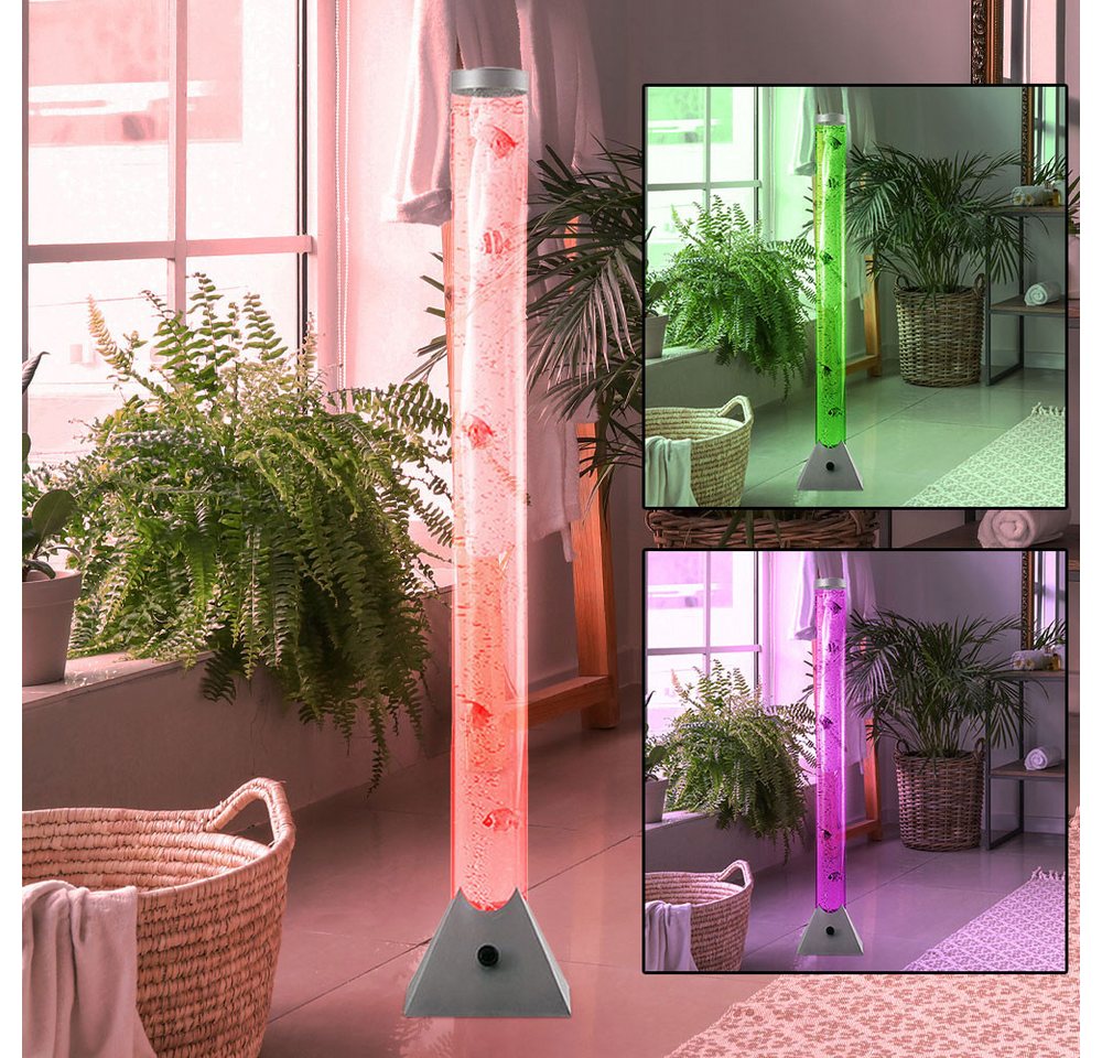 NOWA LED Stehlampe, LED-Leuchtmittel fest verbaut, RGB LED Steh Lampe Deko Fische Sprudel Wasser Ess Zimmer Stand Säule – Bild 5 von 5