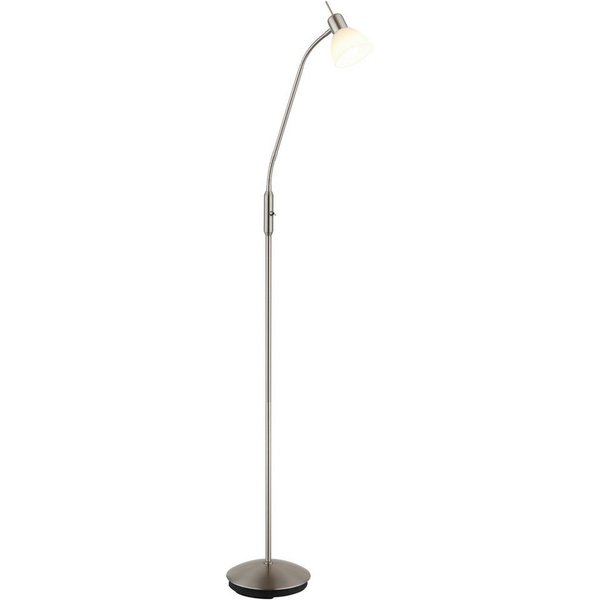 NOWA Stehlampe MALTE, Leuchtmittel wechselbar, Warmweiß, Stehleuchte Nickel matt mit Glas opal, E14 LED 5W, Flexo