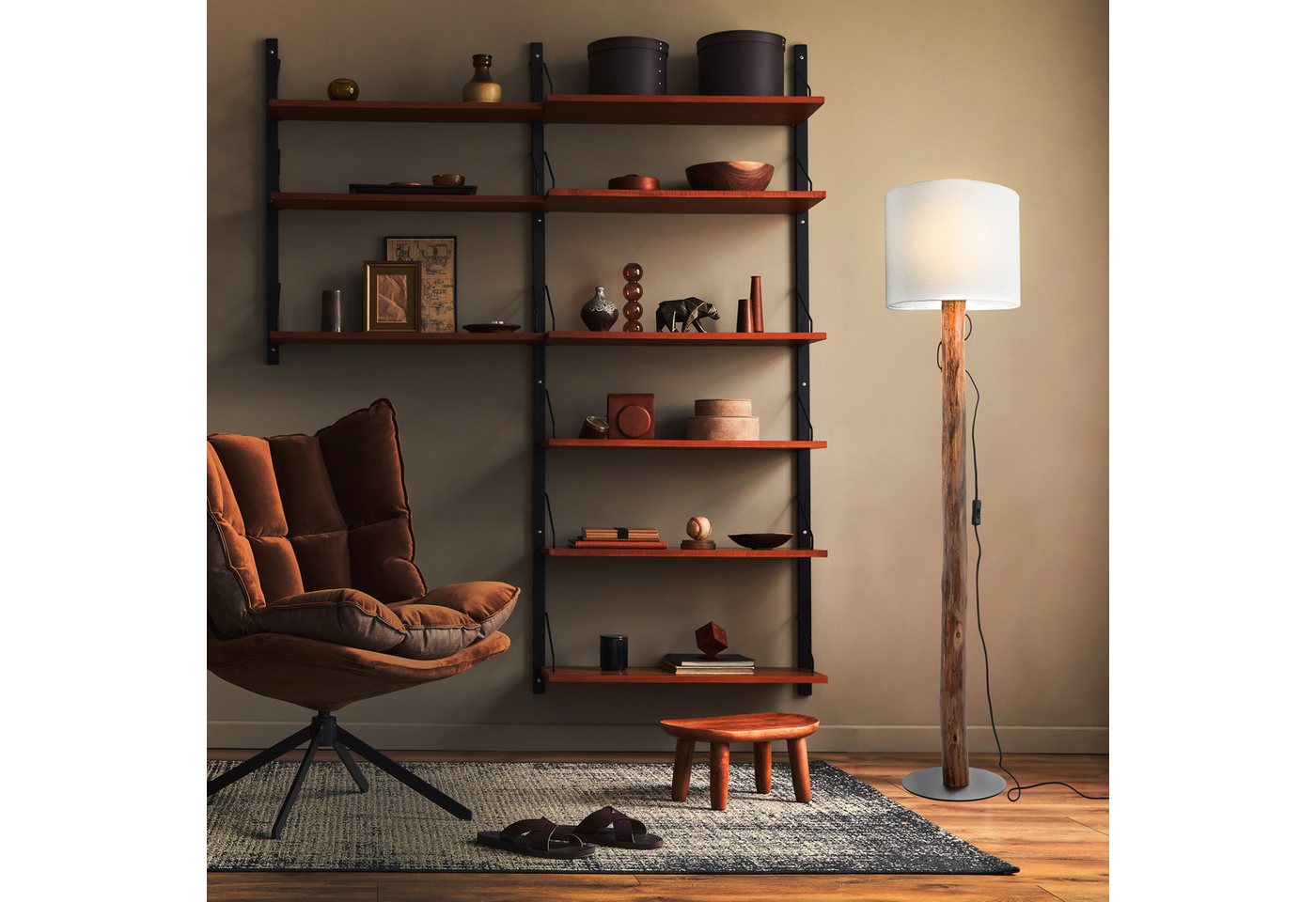 NOWA Stehlampe NORIN, ohne Leuchtmittel, Stehleuchte, Holz, naturgewachsen, Textil, Wohnbereich, Flur – Bild 2 von 2