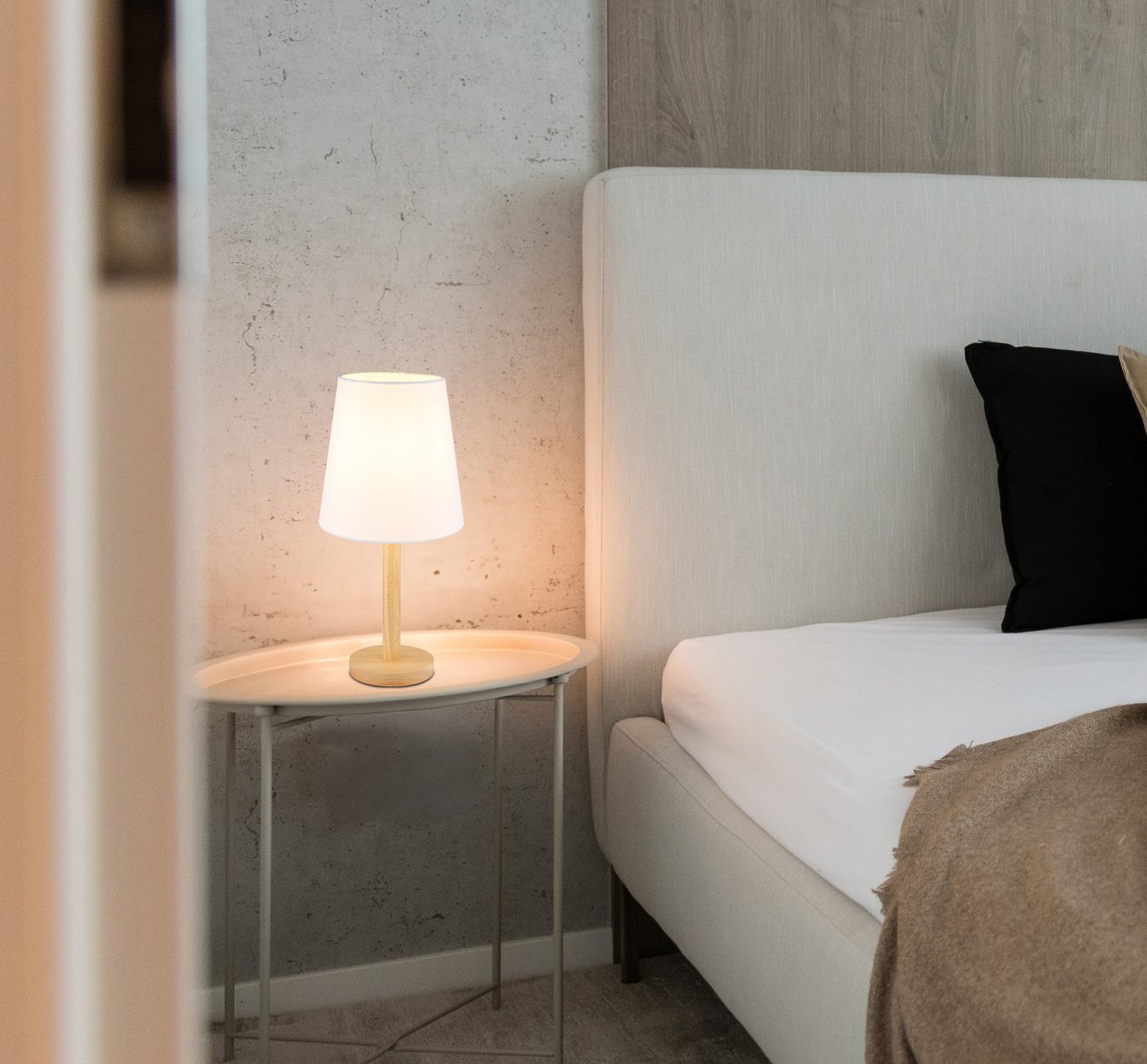 NOWA Tischleuchte JORIS, ohne Leuchtmittel, Tischlampe, Textil, Schlafzimmer, Wohnzimmer – Bild 2 von 5