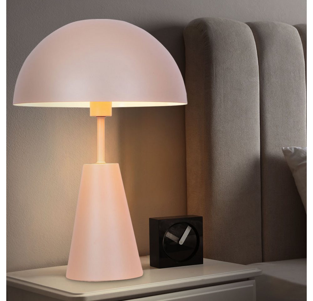NOWA Tischleuchte, Leuchtmittel nicht inklusive, Tischlampe Pilz Nachttischleuchte Wohnzimmerlampe champagner H 36 cm – Bild 2 von 5