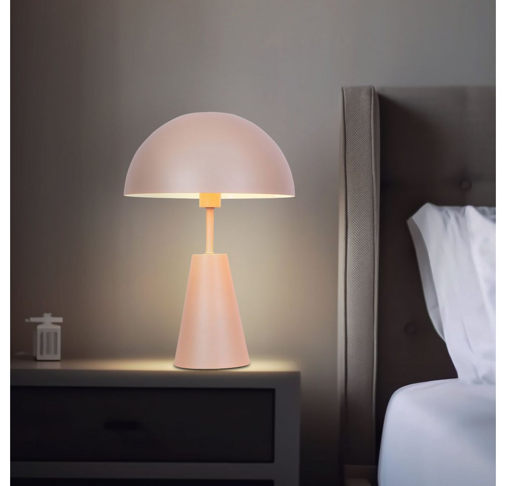 NOWA Tischleuchte, Leuchtmittel nicht inklusive, Tischlampe Pilz Nachttischleuchte Wohnzimmerlampe champagner H 36 cm – Bild 3 von 5