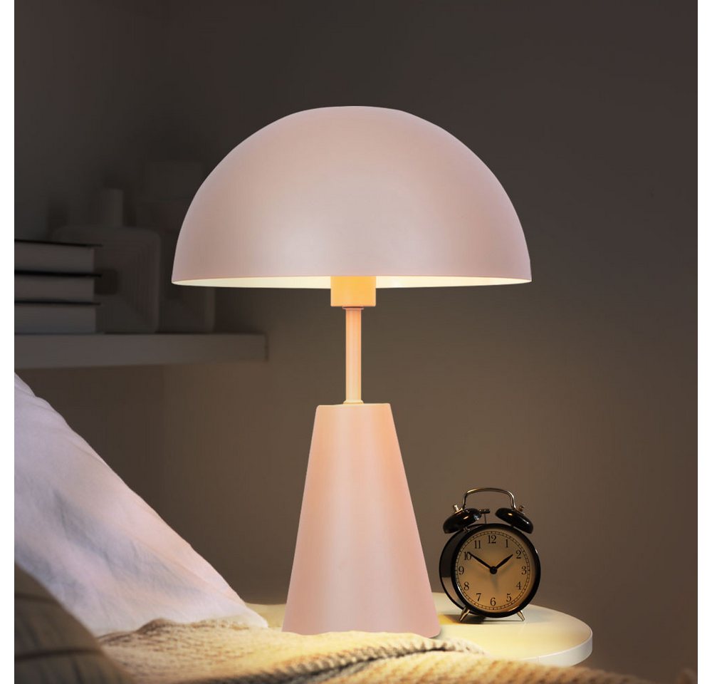 NOWA Tischleuchte, Leuchtmittel nicht inklusive, Tischlampe Pilz Nachttischleuchte Wohnzimmerlampe champagner H 36 cm – Bild 4 von 5