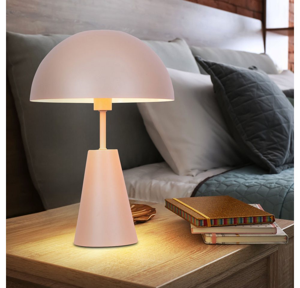 NOWA Tischleuchte, Leuchtmittel nicht inklusive, Tischlampe Pilz Nachttischleuchte Wohnzimmerlampe champagner H 36 cm – Bild 5 von 5