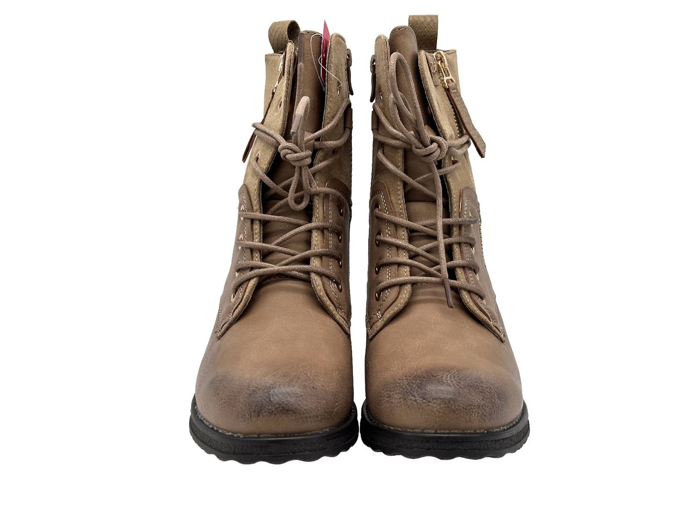 Nowaland Casual Damen Boots mit Warmfutter und Reißverschluss Stiefelette Dekorative Schnürung und kuscheliges Warmfutter – Bild 5 von 5