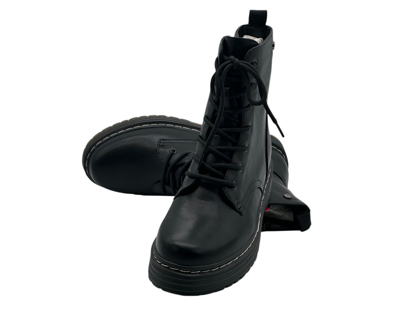 Nowaland Damen Schnürstiefelette mit Profilsohle Schnürstiefelette Warm gefüttert mit markanter Kontrastnaht - Seitenreißverschluss – Bild 2 von 5