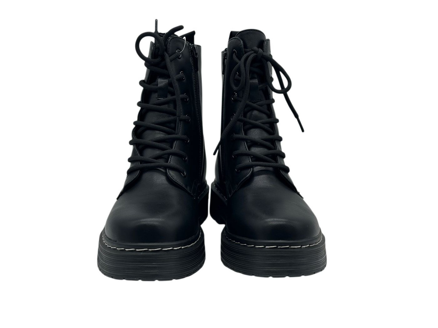 Nowaland Damen Schnürstiefelette mit Profilsohle Schnürstiefelette Warm gefüttert mit markanter Kontrastnaht - Seitenreißverschluss – Bild 4 von 5