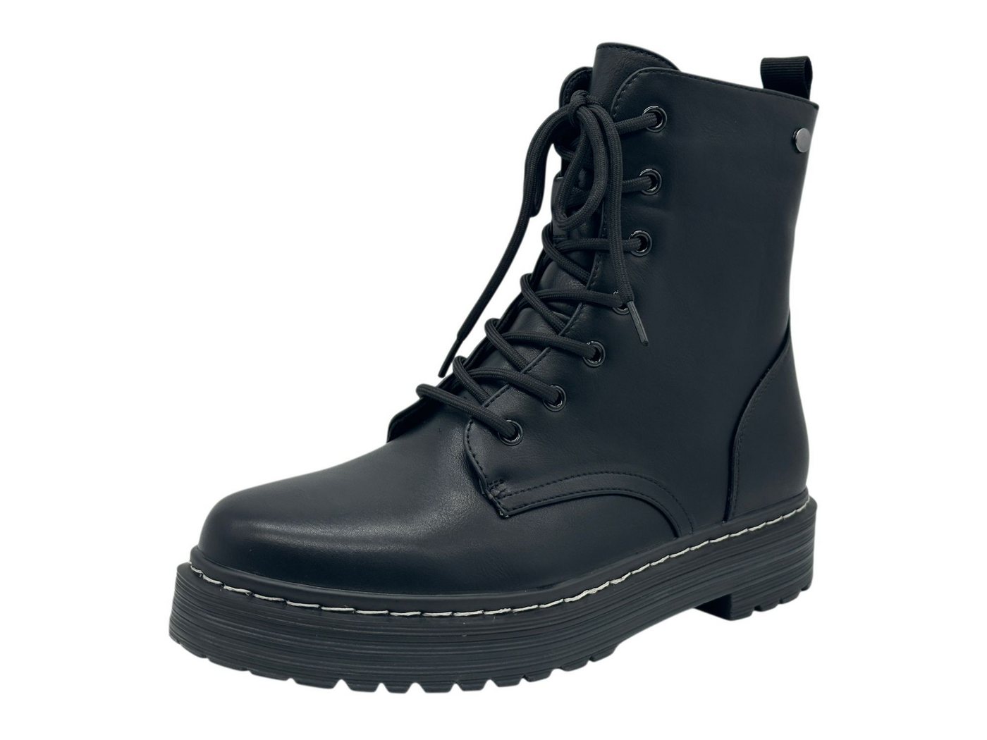 Nowaland Damen Schnürstiefelette mit Profilsohle Schnürstiefelette Warm gefüttert mit markanter Kontrastnaht - Seitenreißverschluss – Bild 5 von 5