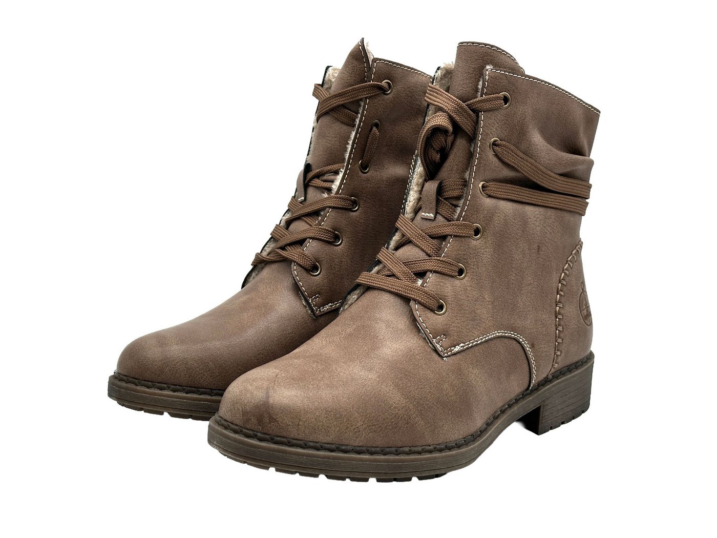 Nowaland Damen Winterstiefeletten mit Warmfutter Winterstiefelette Gefütterte Kunstleder-Stiefeletten mit seitlichem Reißverschluss – Bild 3 von 5