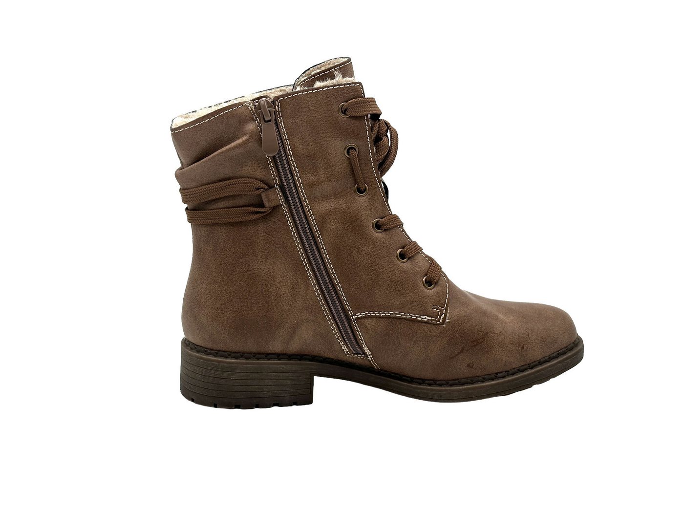 Nowaland Damen Winterstiefeletten mit Warmfutter Winterstiefelette Gefütterte Kunstleder-Stiefeletten mit seitlichem Reißverschluss – Bild 4 von 5