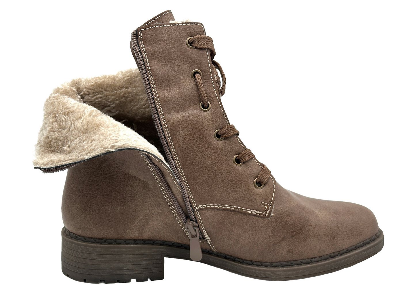 Nowaland Damen Winterstiefeletten mit Warmfutter Winterstiefelette Gefütterte Kunstleder-Stiefeletten mit seitlichem Reißverschluss – Bild 5 von 5