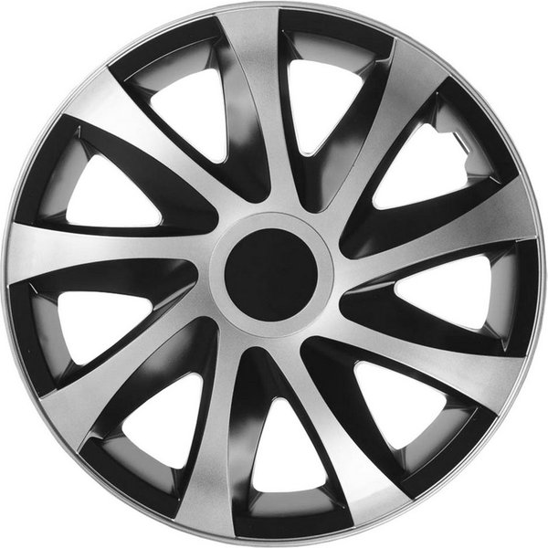 NRM Radkappe DRACO 15 Zoll in Silber/Schwarz, 15 in Zoll, (4-St) Radzierblenden für Stahlfelgen Zweifarbige Radkappen Satz 4er Set 15"