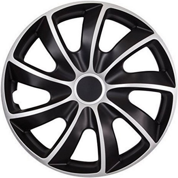 NRM Radkappen QUAD Bicolor, 15 in Zoll, (4-St) Radzierblenden für Stahlfelgen Zweifarbige Radkappen Satz 4er Set 15"
