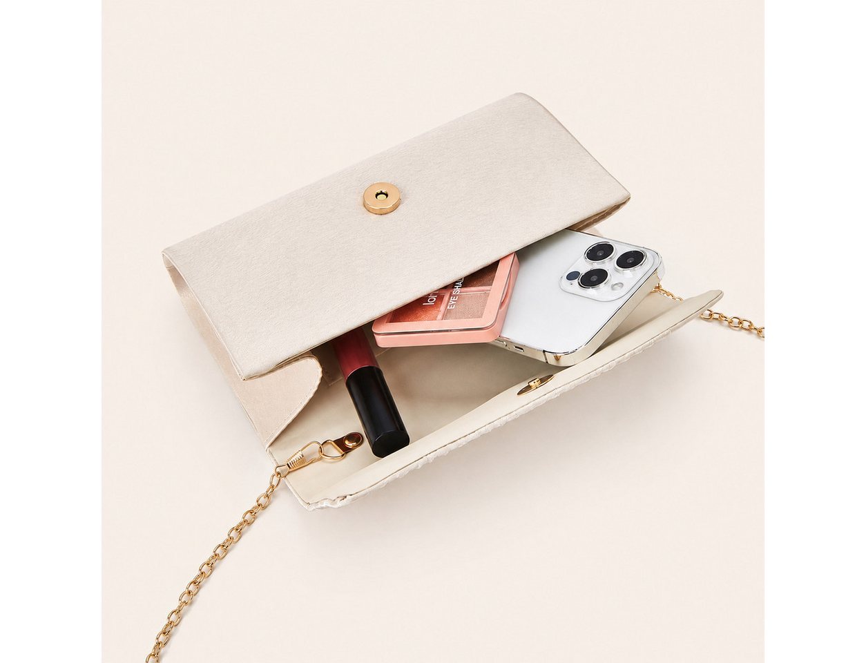 nsihing Abendtasche Damen Clutch, Elegante Abendtasche mit Abnehmbarer Kette, Plissee Design für Hochzeit, Ball & Cocktail Veranstaltungen – Bild 5 von 5