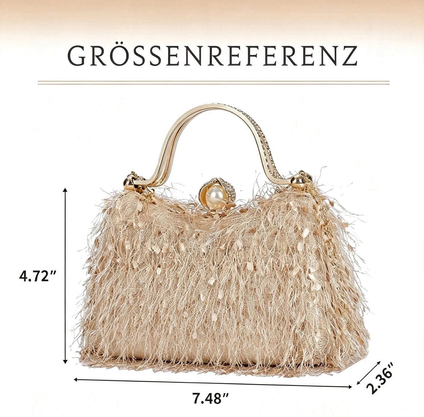nsihing Abendtasche Damen-Quasten-Abendtasche, glänzende Clutch, ideal für Cocktailpartys, Bälle und Partys – Bild 2 von 5