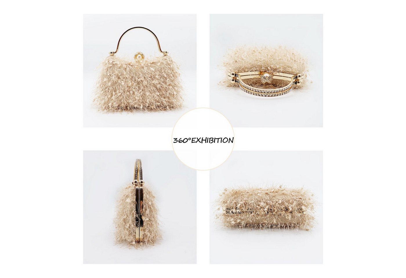 nsihing Abendtasche Damen-Quasten-Abendtasche, glänzende Clutch, ideal für Cocktailpartys, Bälle und Partys – Bild 3 von 5