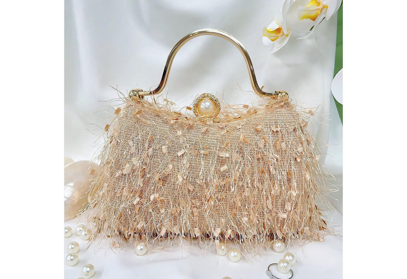 nsihing Abendtasche Damen-Quasten-Abendtasche, glänzende Clutch, ideal für Cocktailpartys, Bälle und Partys – Bild 5 von 5
