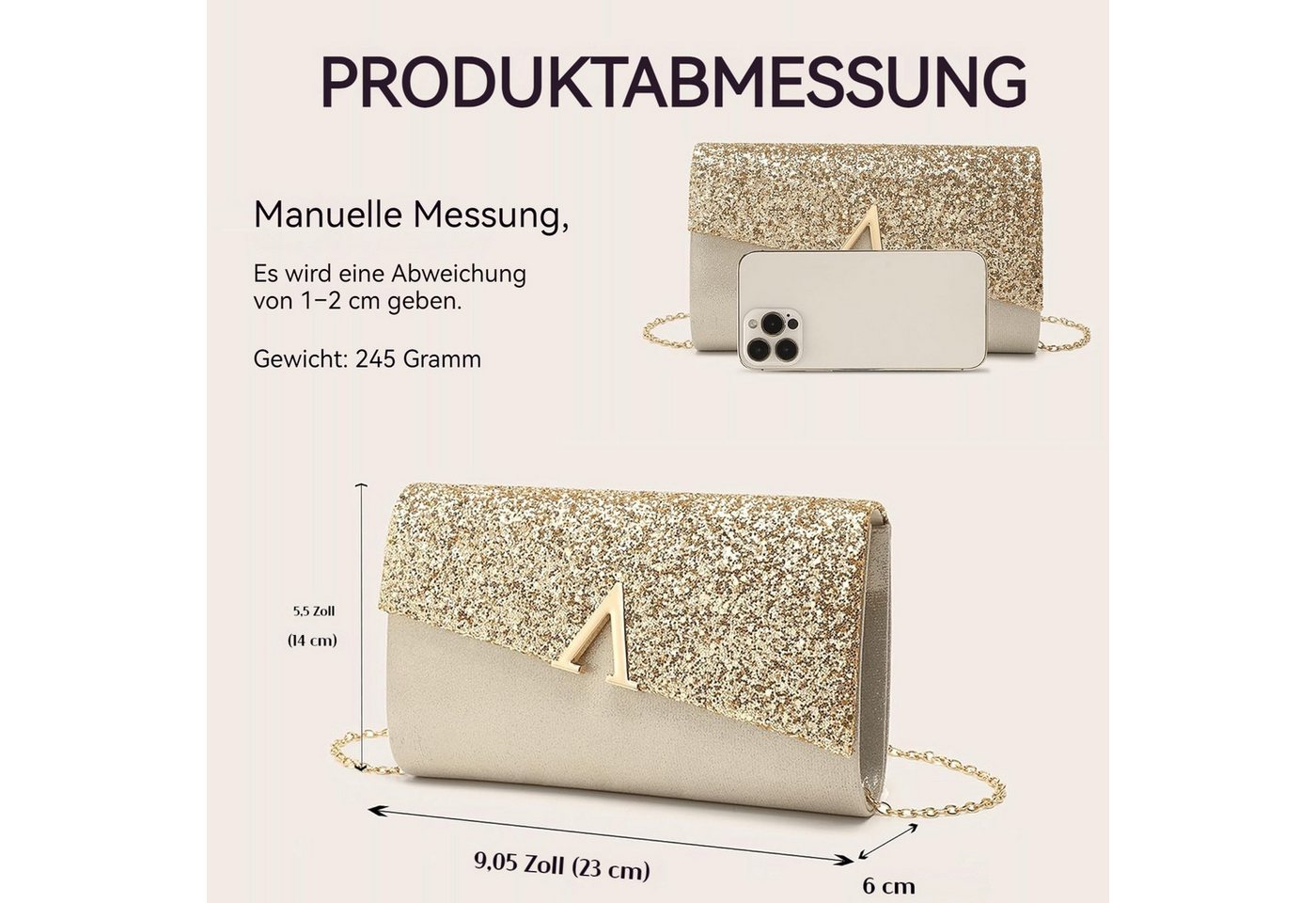 nsihing Abendtasche stilvolle Abendtasche, Umschlag-Handtasche, ideal für Partys, Bälle, Hochzeiten – Bild 2 von 5