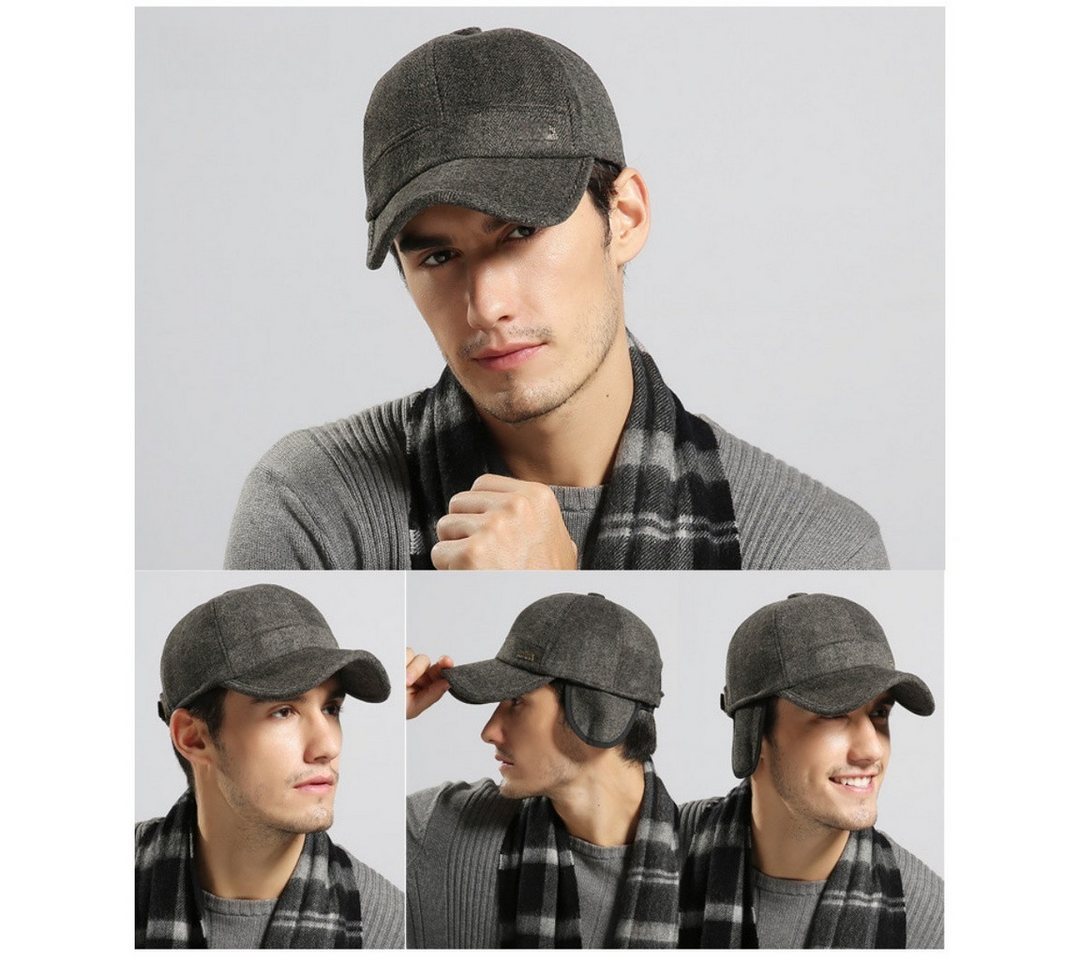 nsihing Baseball Cap Winter Baseball Cap mit Ohrenklappen Winddicht Warm Wintermütze (Verstellbar,Gebogene Krempe) Unisex Baseballkappe für Herren,Damen,kaltes  – Bild 2 von 5
