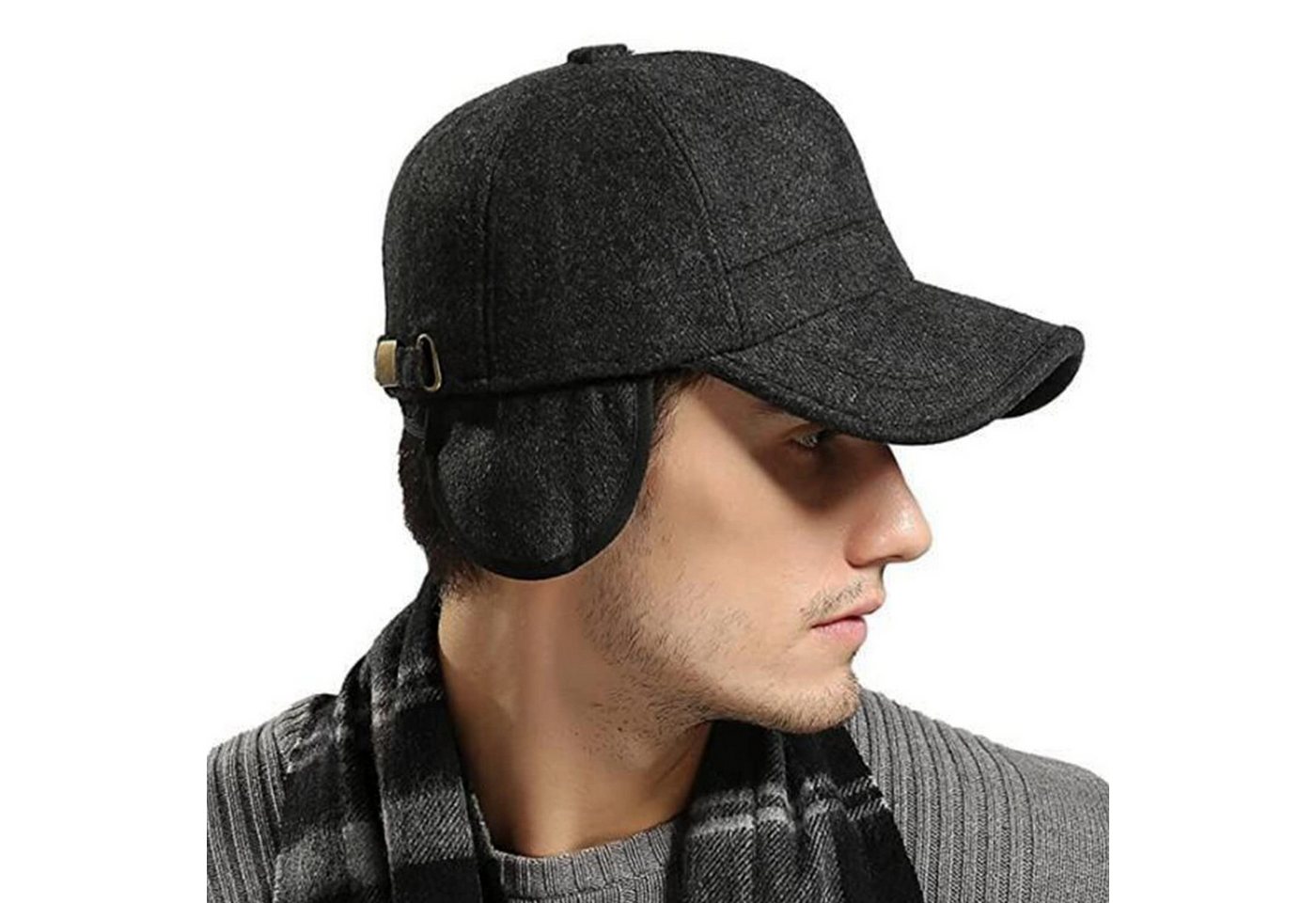 nsihing Baseball Cap Winter Baseball Cap mit Ohrenklappen Winddicht Warm Wintermütze (Verstellbar,Gebogene Krempe) Unisex Baseballkappe für Herren,Damen,kaltes  – Bild 5 von 5
