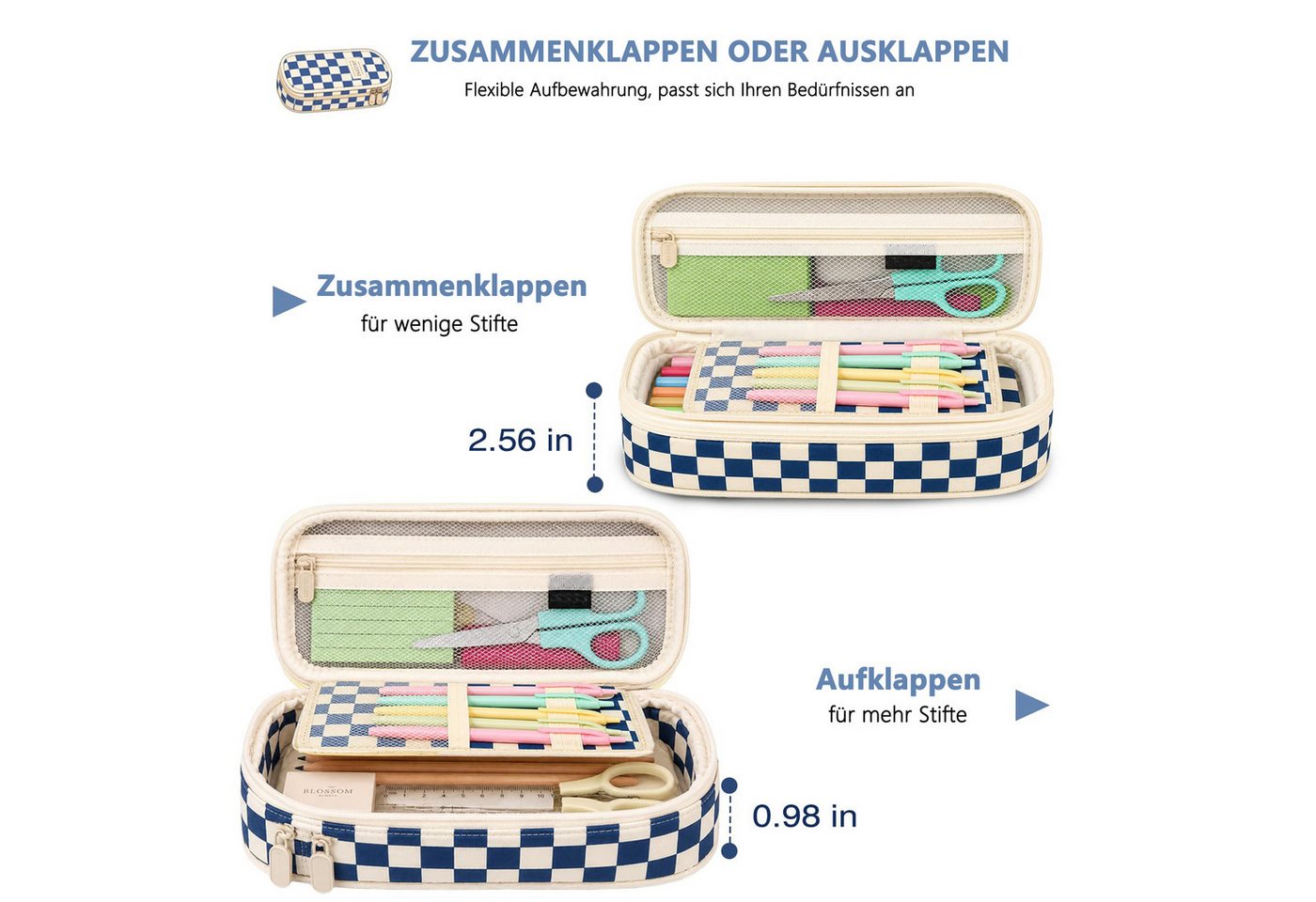 nsihing Federmäppchen ästhetisches Federmäppchen mit großem Fassungsvermögen und, robustem Reißverschluss, Schreibwarenetui für Damen und Herren – Bild 5 von 5