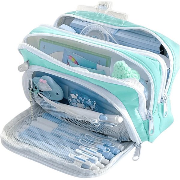 nsihing Federmäppchen Federmäppchen mit großer Kapazität, ästhetisches Mäppchen mit Fächern, Tragbare Federtasche für Schule, Uni und Büro