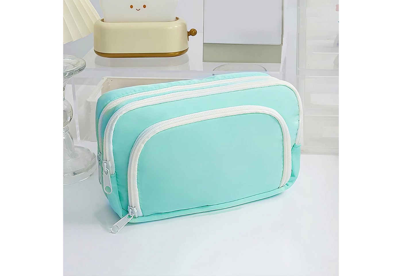 nsihing Federmäppchen Federmäppchen mit großer Kapazität, ästhetisches Mäppchen mit Fächern, Tragbare Federtasche für Schule, Uni und Büro – Bild 5 von 5