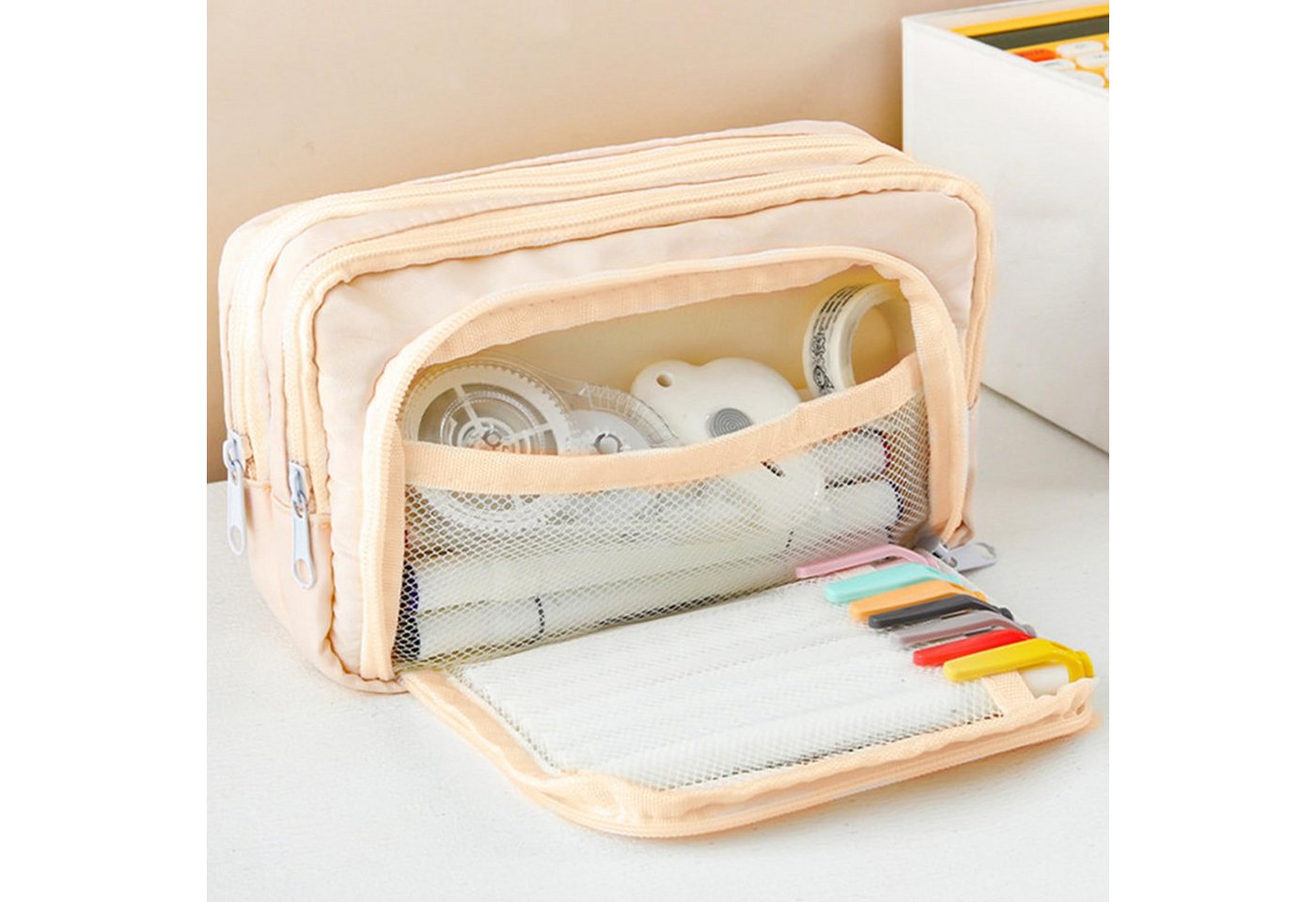 nsihing Federmäppchen Federmäppchen mit großer Kapazität, ästhetisches Mäppchen mit Fächern, Tragbare Federtasche für Schule, Uni und Büro – Bild 2 von 5