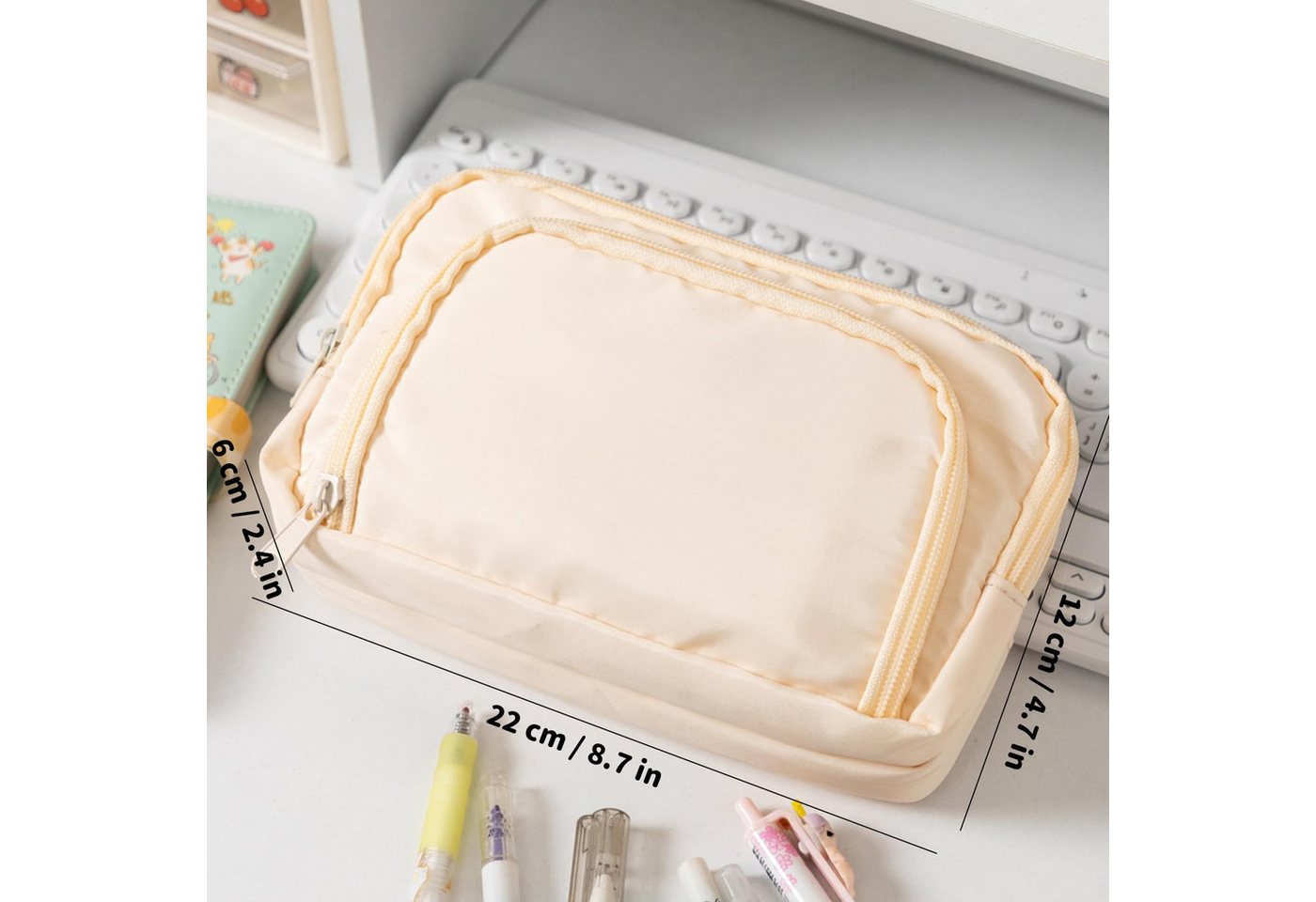 nsihing Federmäppchen Federmäppchen mit großer Kapazität, ästhetisches Mäppchen mit Fächern, Tragbare Federtasche für Schule, Uni und Büro – Bild 5 von 5