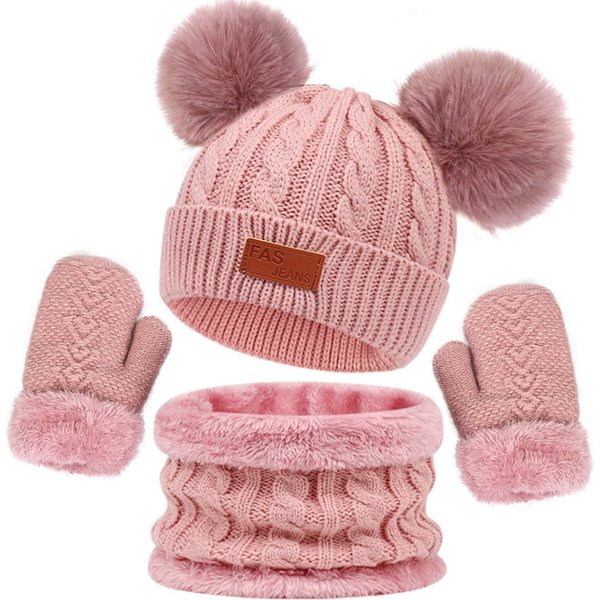 nsihing Filzhut 3-teiliges Kinder Winterset – Mütze, Schal & Handschuhe für Mädchen & Jungen, warme Winter Accessoires für Kinder