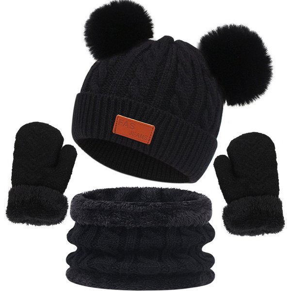 nsihing Filzhut 3-teiliges Kinder Winterset – Mütze, Schal & Handschuhe für Mädchen & Jungen, warme Winter Accessoires für Kinder
