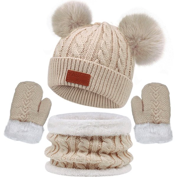 nsihing Filzhut 3-teiliges Kinder Winterset – Mütze, Schal & Handschuhe für Mädchen & Jungen, warme Winter Accessoires für Kinder